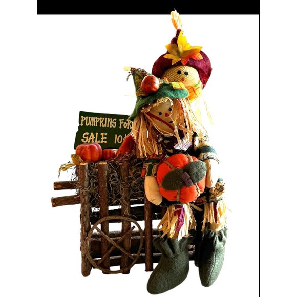 Harvest Scarecrow Decor With Pumpkins For Sale Sign - Picture 2 of 12